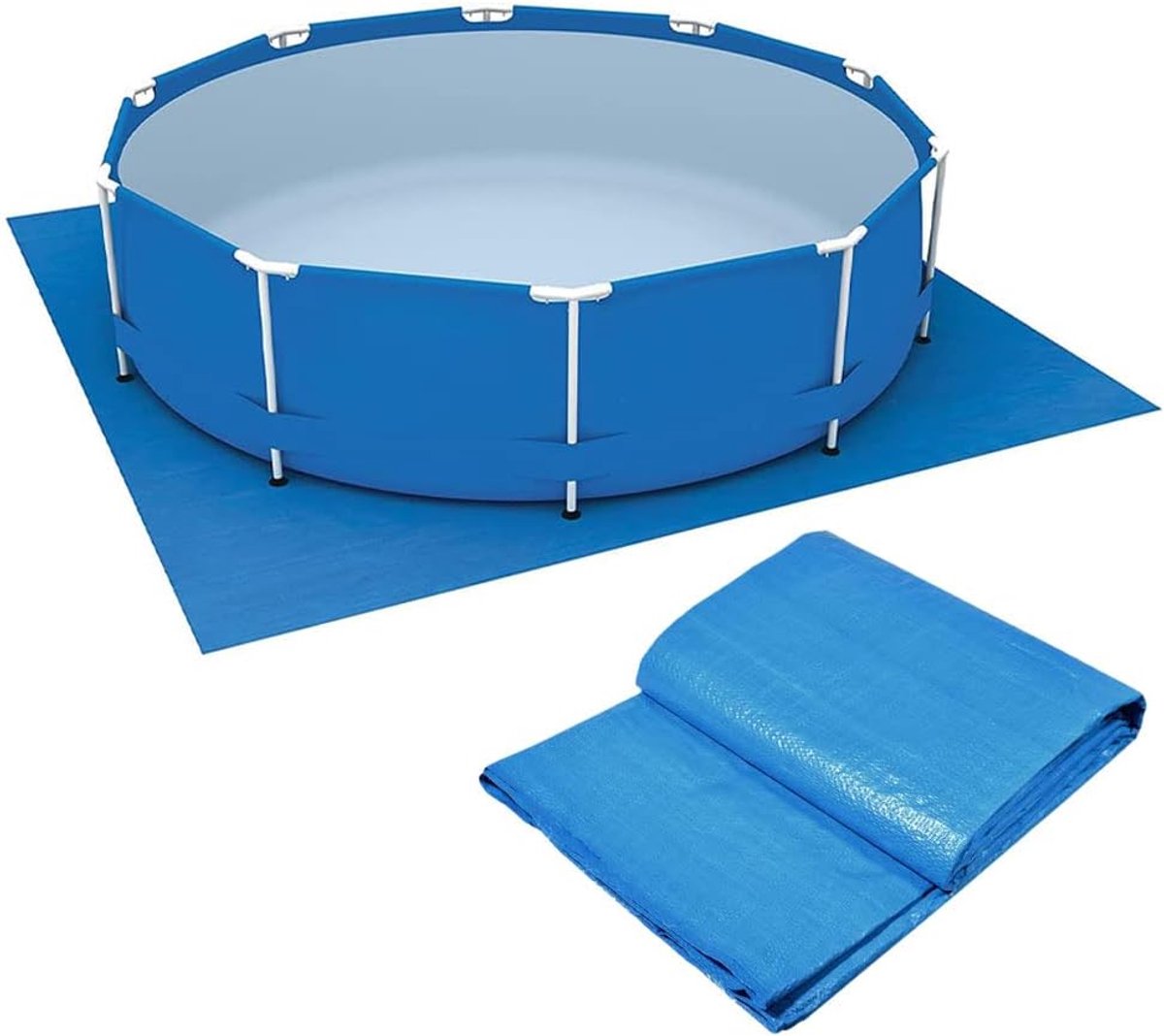 SnelShoppen - Opvouwbare Zwembad Bodem Bescherming, Waterdichte Rechthoekige Zwembadmat voor Frame, Boven Grond Zwembaden (335 x 335cm)