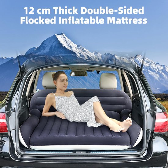 Opblaasbaar SUV Matras met Pomp - Navy Blauw + Licht Grijs - Snel Opgeblazen - Perfect voor Kamperen - ShopVlot — afbeelding 2