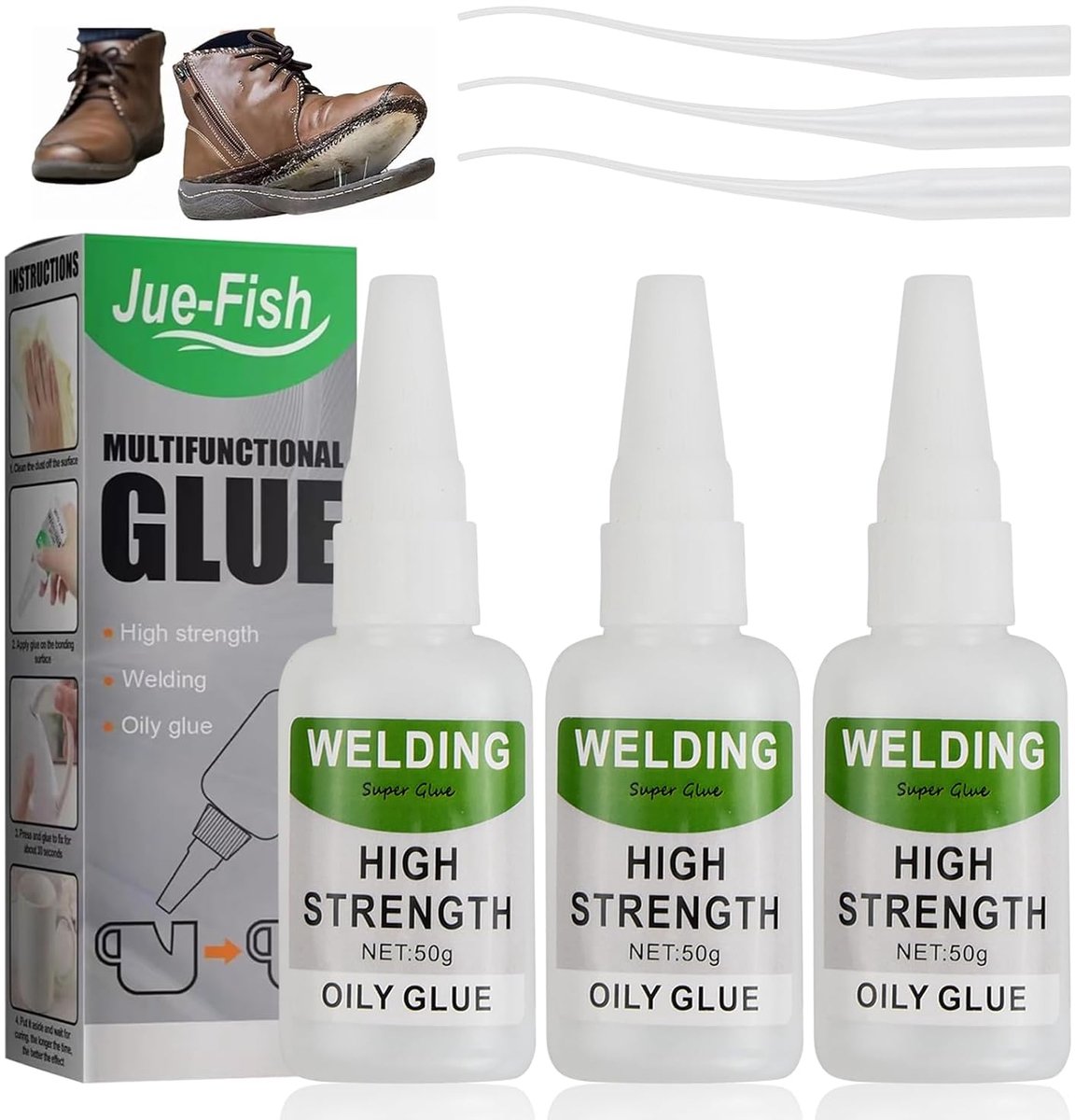Universele superlijm 3-pack 50 g - extra sterk en waterproof - voor kunststof, metaal, keramiek en leer - ShopVlot