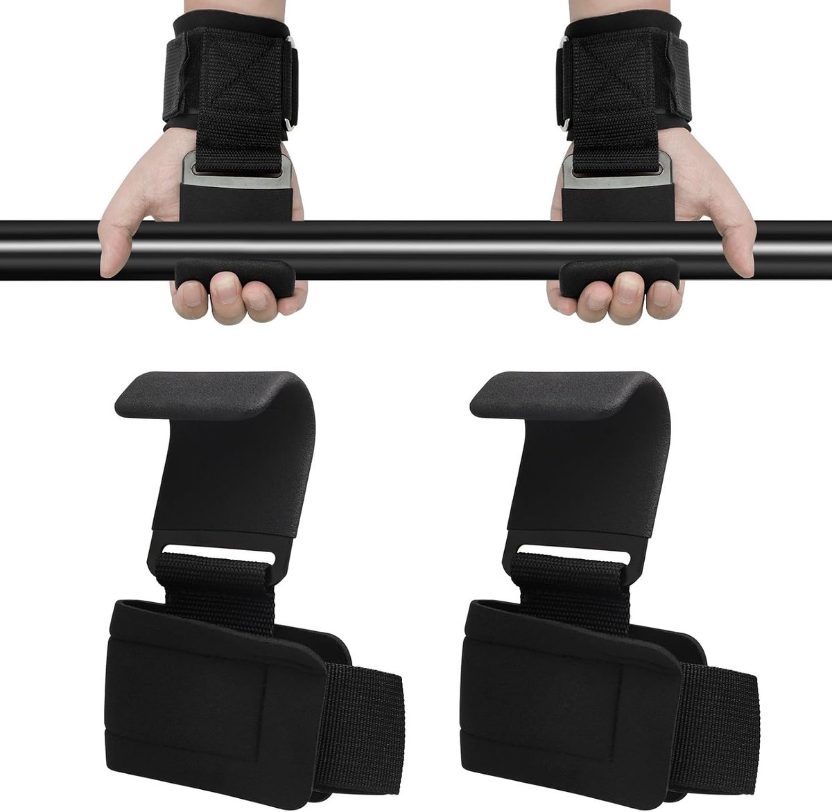 Fitness Pull Aids - 1 Paar Trekhaken - Hoogwaardige Lifting Straps - Ideaal voor Krachttraining - ShopVlot