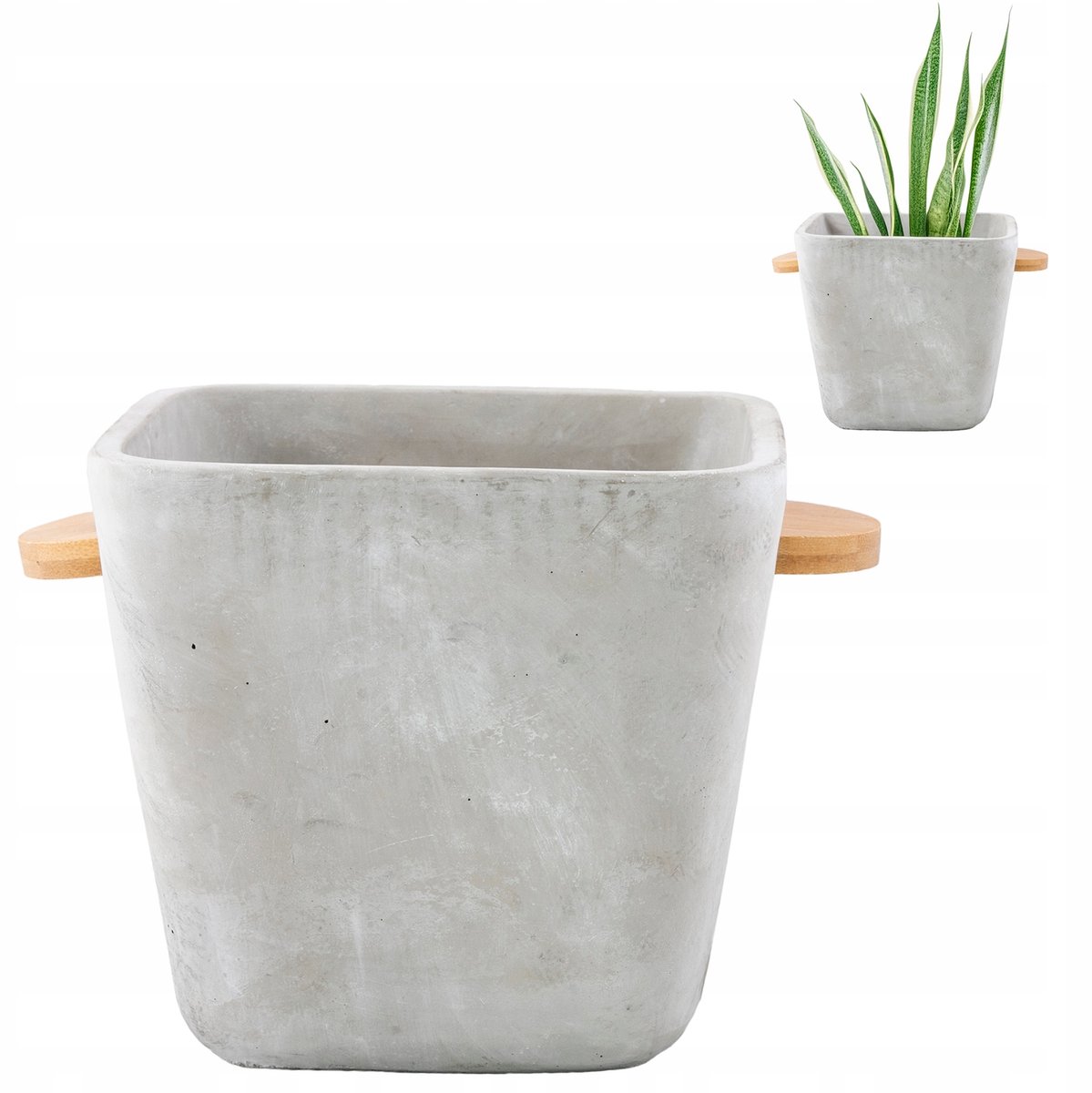 Merkloze Beton Look Pot 17cm Vierkant voor Kruiden & Bloemen