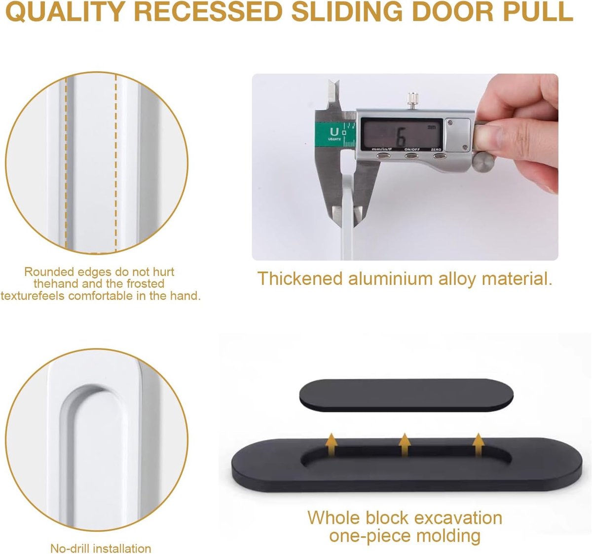 Ovale schuifdeurgrepen 2-pack - aluminium legering - modern ontwerp - ideaal voor schuifdeuren en kasten - ShopVlot
