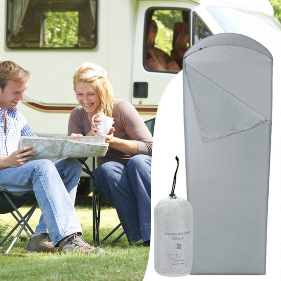 Slaapzak Liner - Reis Laken - Kamperen en Reizen - Warmte Verhogend - 210x80 cm - Grijs — afbeelding 3
