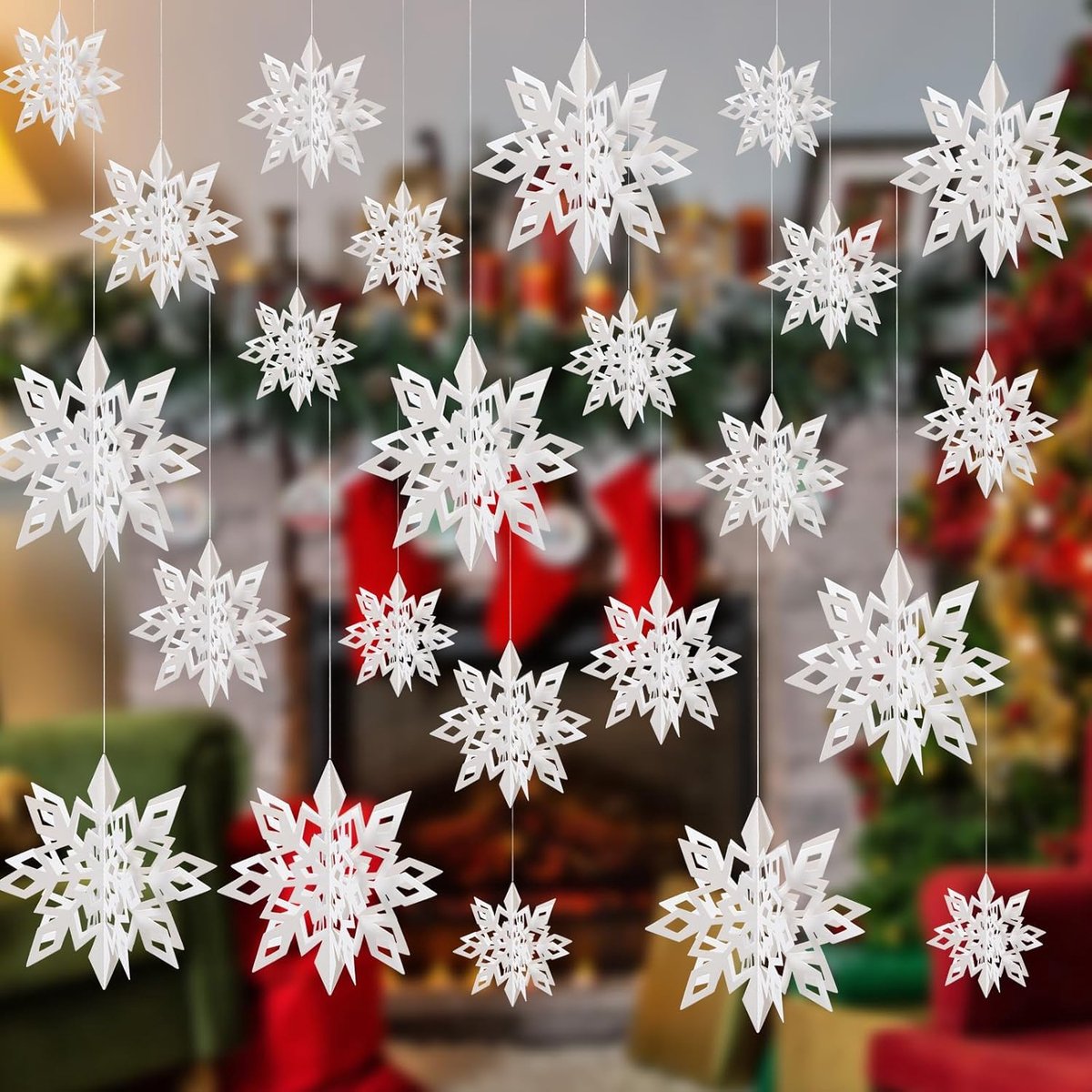 3D sneeuwvlokken 18 stuks - decoratief wit - schitterende diepte en glans - ideaal voor kerstversiering - SnelShoppen