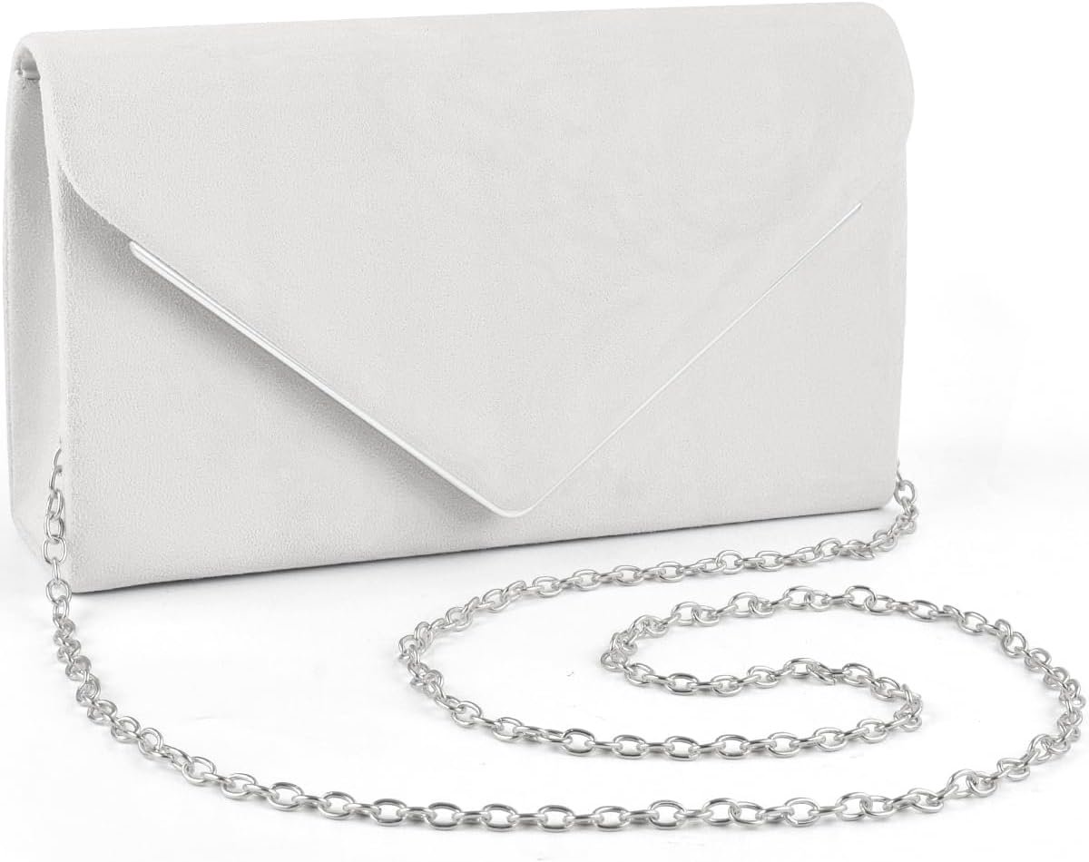 Clutch voor bruiloft - suède - met afneembare ketting - elegante avondtas - SnelShoppen