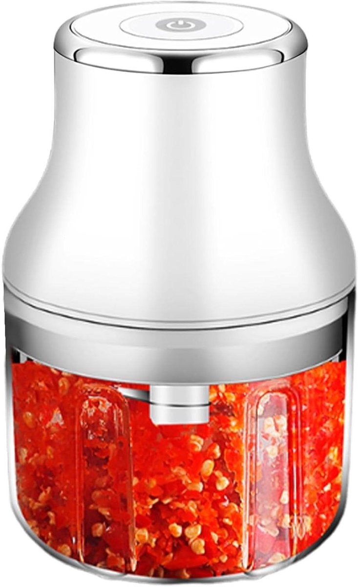 Elektrische Keukenmachine - Mini Hakmachine Voedsel chopper - Snel Ingrediënten Verwerken - Draadloos Met Eén Knop - 250 ml - Wit
