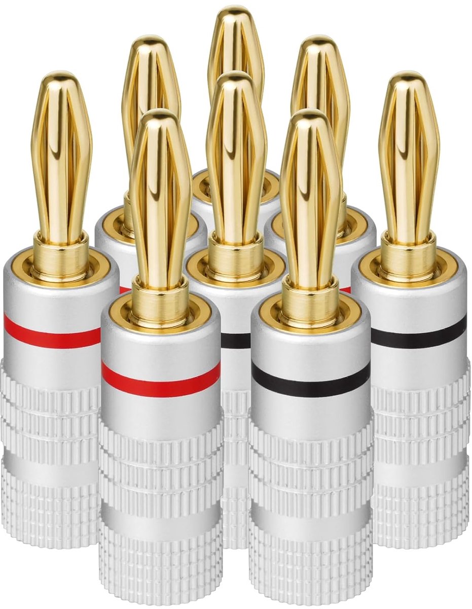 Banana Plug Luidspreker Jack 4.5mm - 90 Graden - Goudgeplateerd - Sterke verbinding voor versterker - SnelShoppen