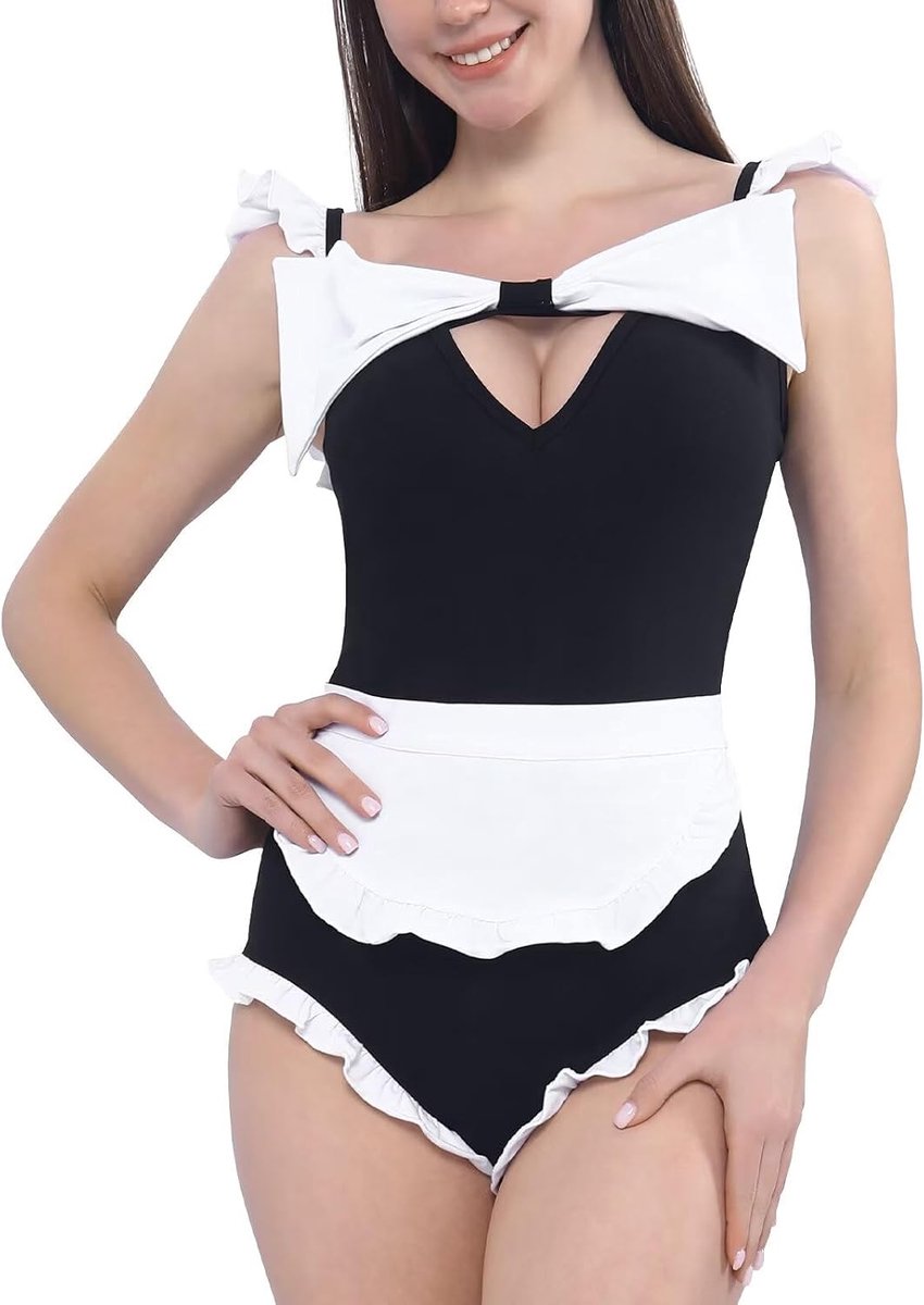 Body voor vrouwen met vlinder mouwen - afneembare schort - comfortabel voor cosplay - SnelShoppen