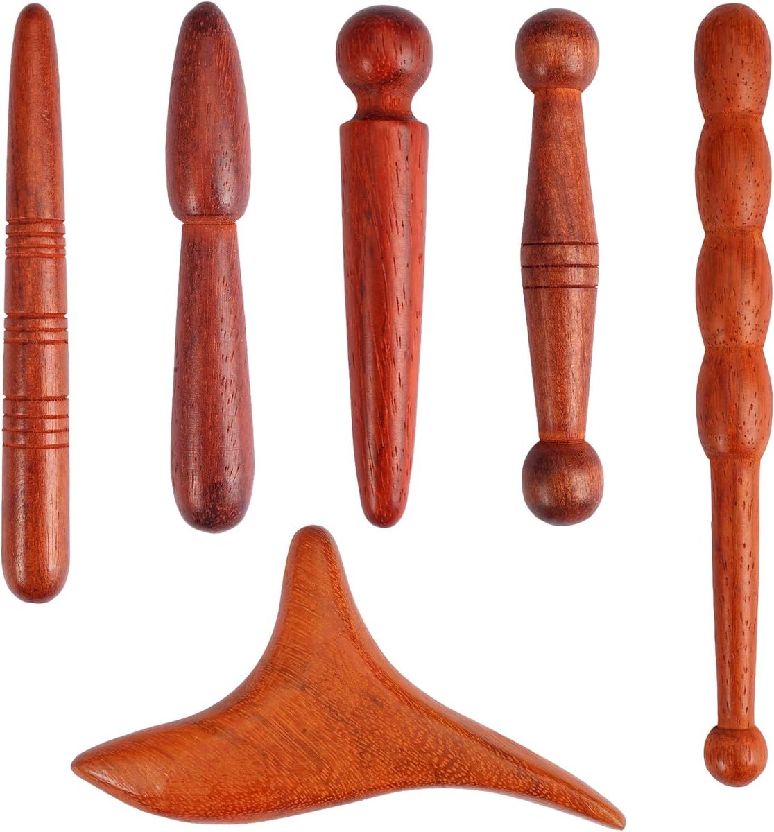 Massagestok set van 6 - houten acupressuur massageaccessoires - ontspanning voor voeten en nek - SnelShoppen