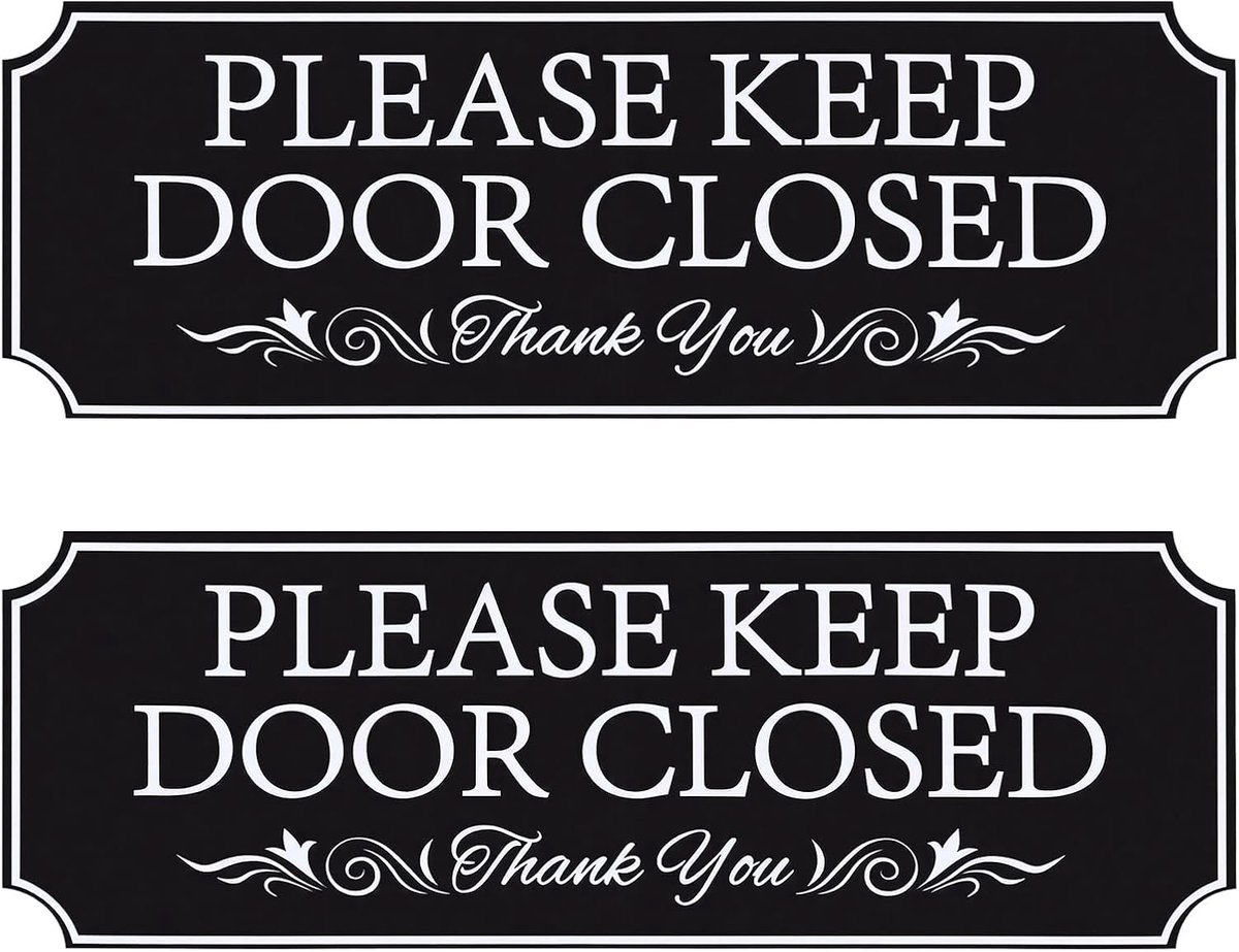 SnelShoppen - 2pcs Zelfklevende Houd Poort Gesloten Sticker, Kennisgeving Teken voor Kantoor, Thuis, Gebouwen, Werkplek, PVC Vinyl, 23x8cm
