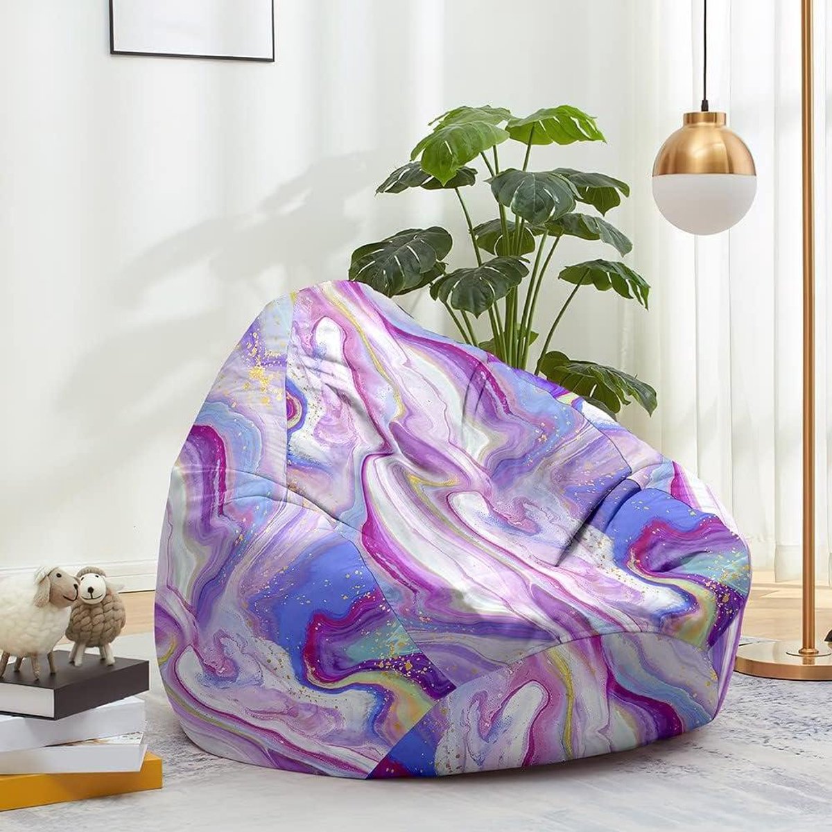 Zitzakhoes - Luie stoelhoes - Ontspannen - Opbergzak voor speelgoed - 100x120cm - Paars-roze