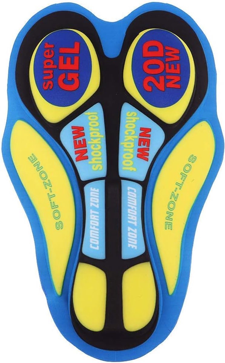 Fietspants met kussen - Sneldrogend, ademend - Comfortabel rijden - Blauw en geel - SnelShoppen