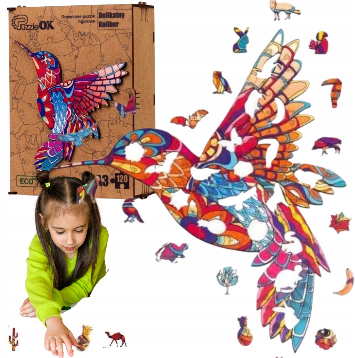 Houten Kolibrie Puzzel - Creatieve 3D Vormen voor Kinderen