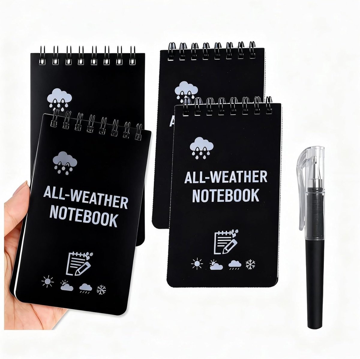 Waterdicht notitieblok A7 - spiraalbinding - 4 stuks met balpen - ideaal voor school en buitenactiviteiten - ShopVlot