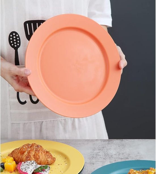 PromoHome Set van 8 Onbreekbare Dinner Platen 25,4 cm - Magnetron & Vaatwasser Bestendig - BPA Vrij Kunststof Servies - 4 Kleuren — afbeelding 2