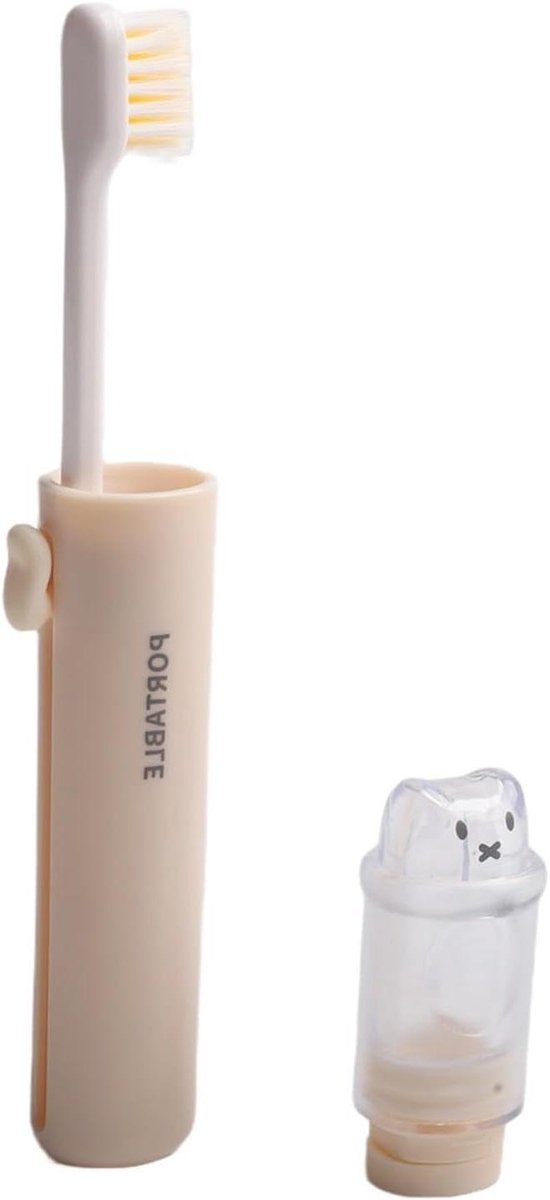 Reistandenborstel Set - Tandenborstelhouder Opbergdoos - Tandenpoetsen Onderweg - 2-in-1 Met Tandpastahouder - 14 x 6 cm - Geel