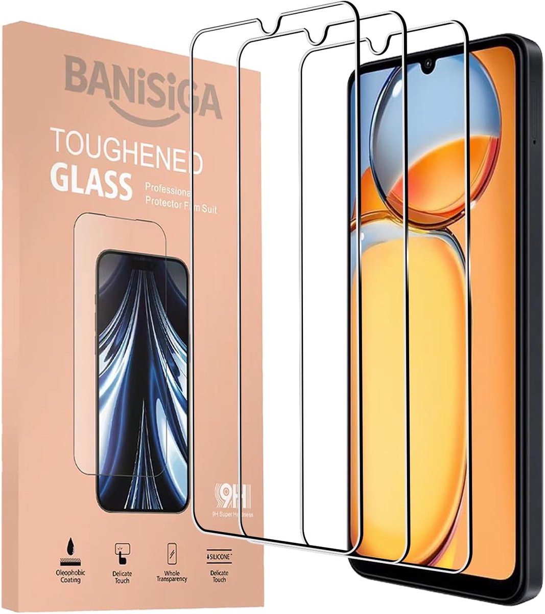 Beschermfolie voor Xiaomi Redmi 13c - 3 stuks - hardheidsgraad 9H - krasbestendig en anti-vingerafdruk - ShopVlot