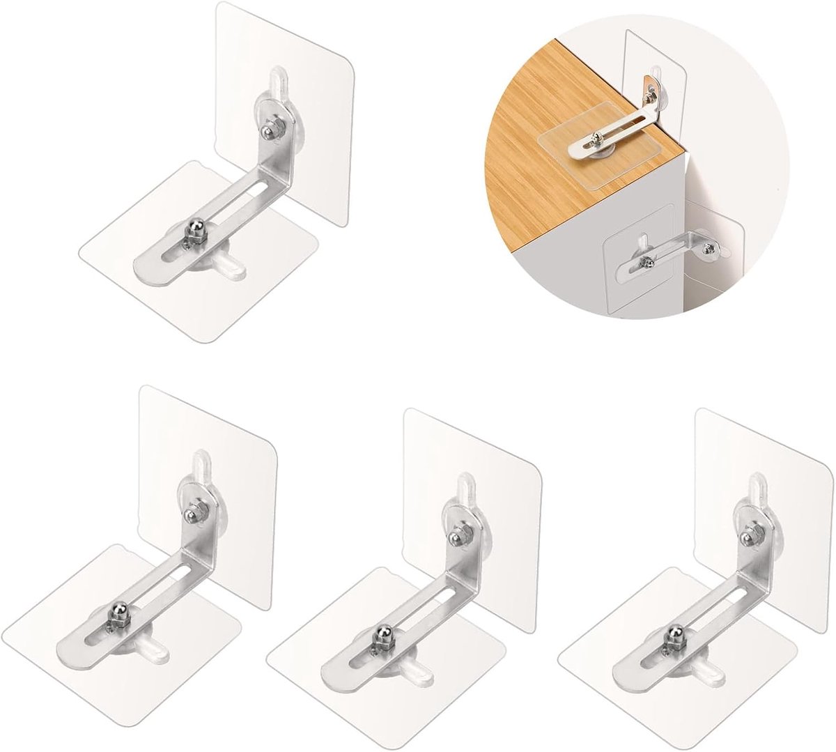 Meubelveiligheidsslot en kantelbeveiliging - 4 stuks - zelfklevend en stevig - kinderveiligheid voor meubels - SnelShoppen