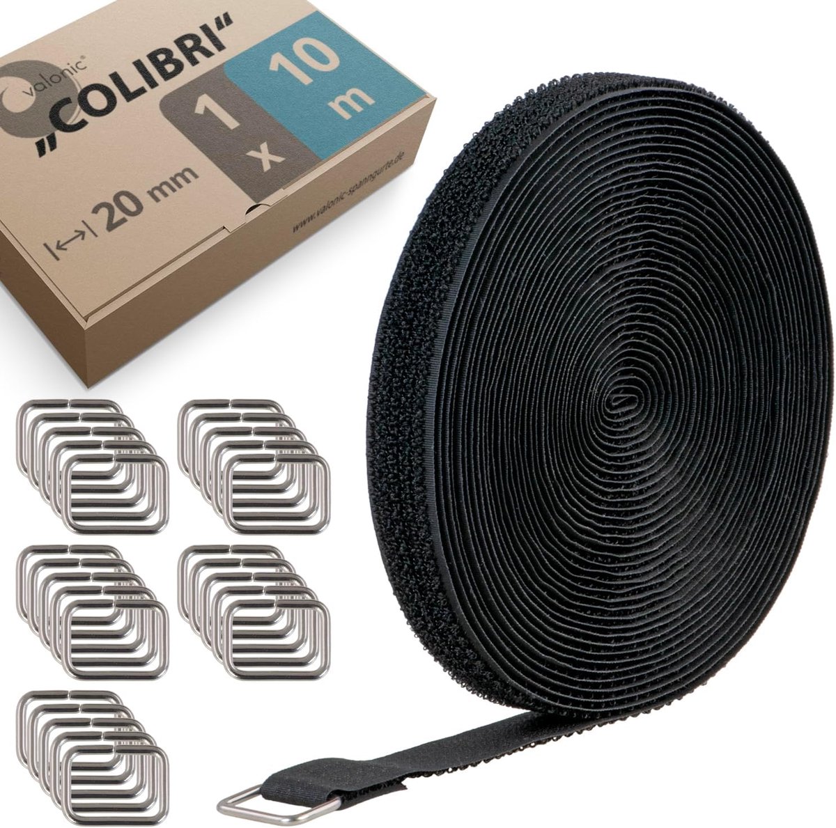 Sterke Kabelbinders met Metalen Ringen voor Kabelbeheer Zwart 10m x 20mm