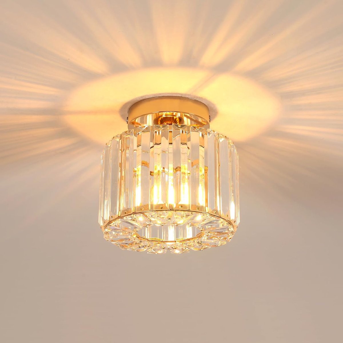 Plafondlamp E27 goudkleurig - moderne kristallen kroonluchter - verfijnd ontwerp - SnelShoppen
