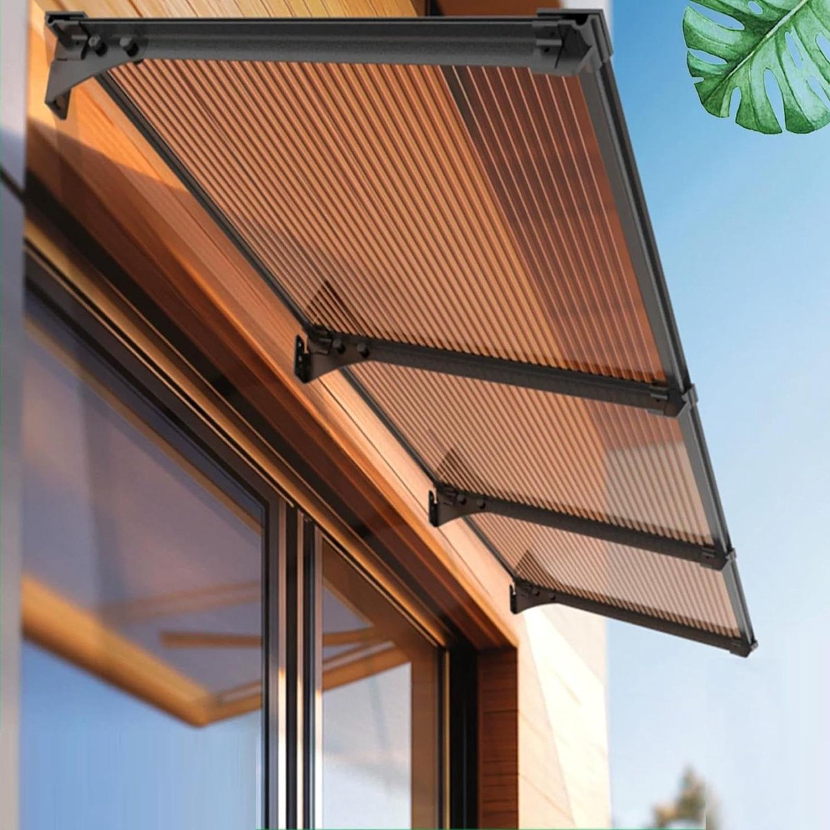 Raamluifel - Terrasoverkapping Deur - Bescherming tegen Weer - Hoge Slagvastheid PC - 40x550cm - Bruin