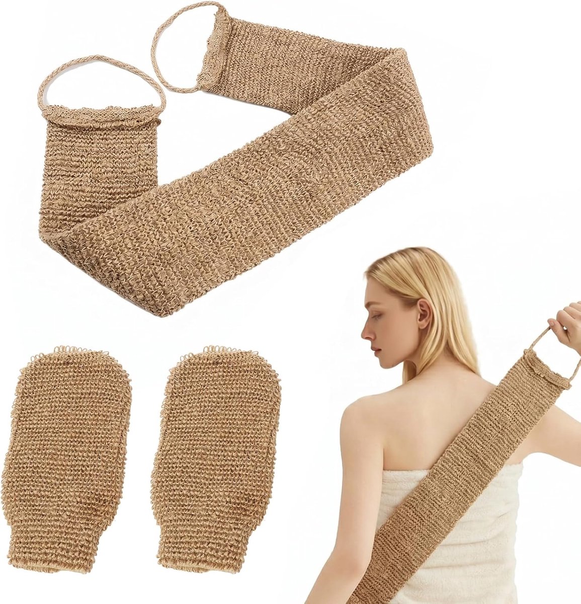 Peelinghandschoenenset 3-delig - polyester-katoenmix - uniseks - ideaal voor thuis en spa - SnelShoppen