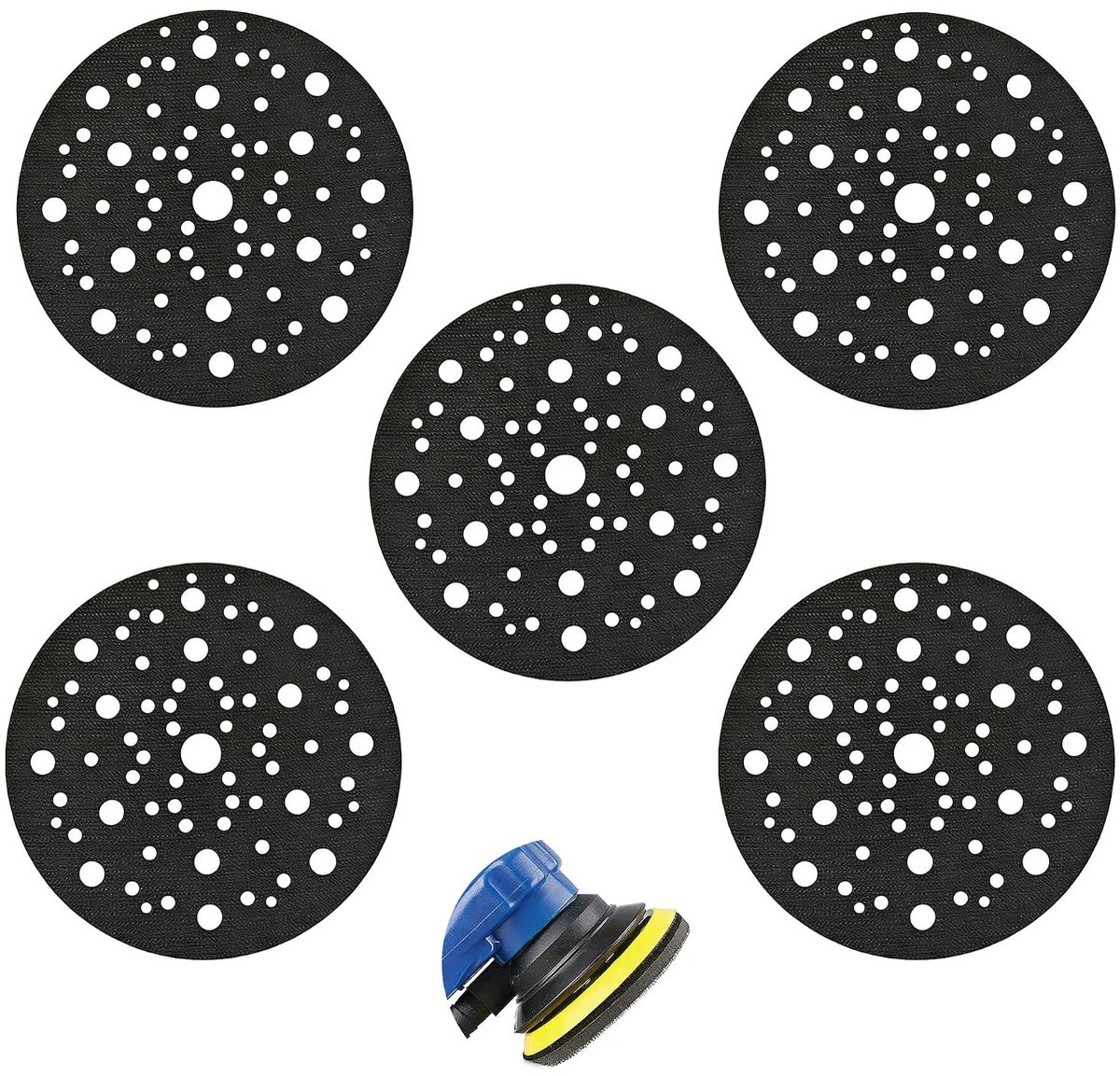 Beschermpads 150 mm - set van 5 - geschikt voor verschillende schuur- en polijstmachines - beschermt schuurdisc - SnelShoppen