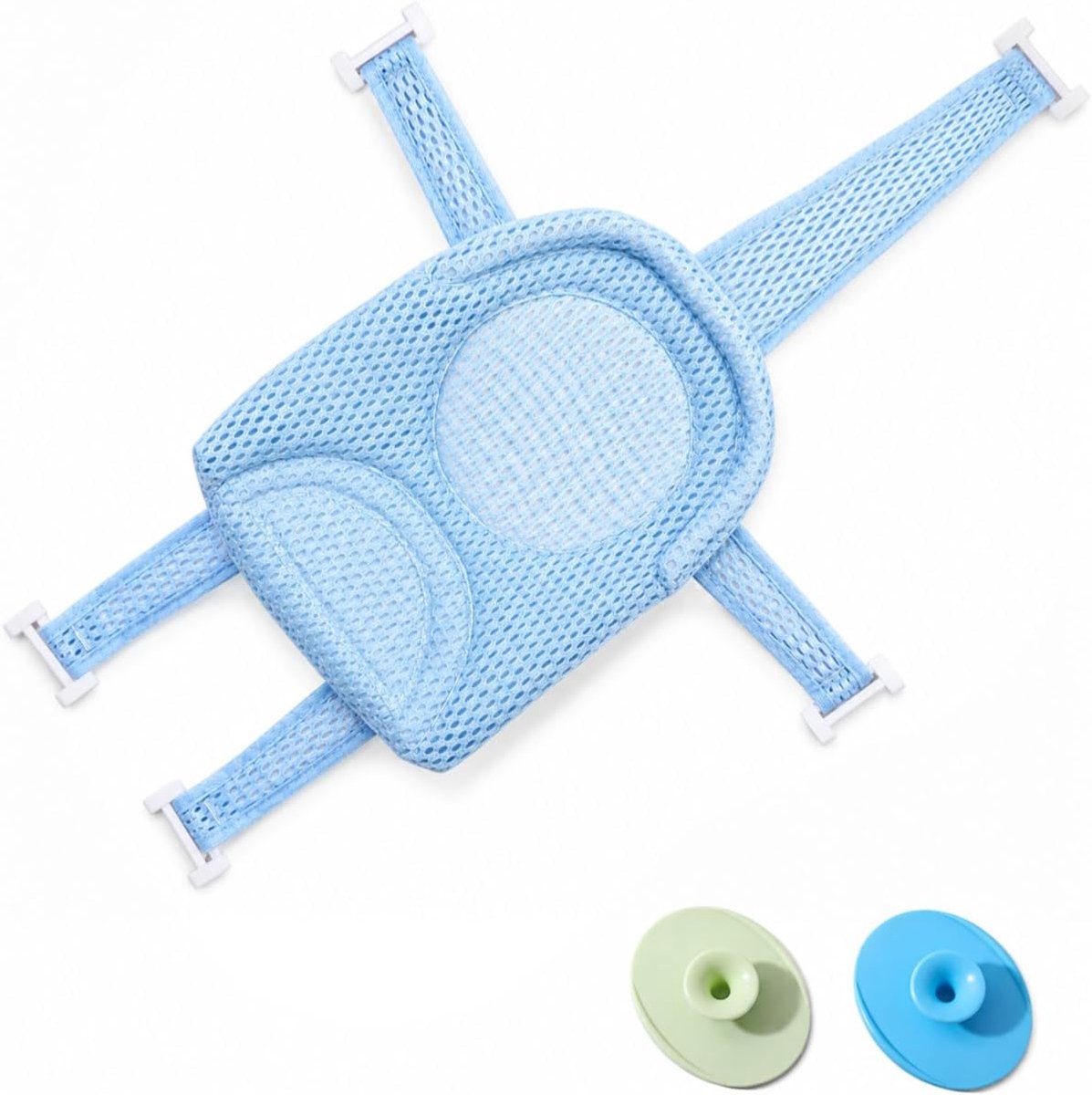 Badligstoel voor baby's - verstelbaar blauw net - ergonomisch met kussen - veilig en comfortabel baden - SnelShoppen