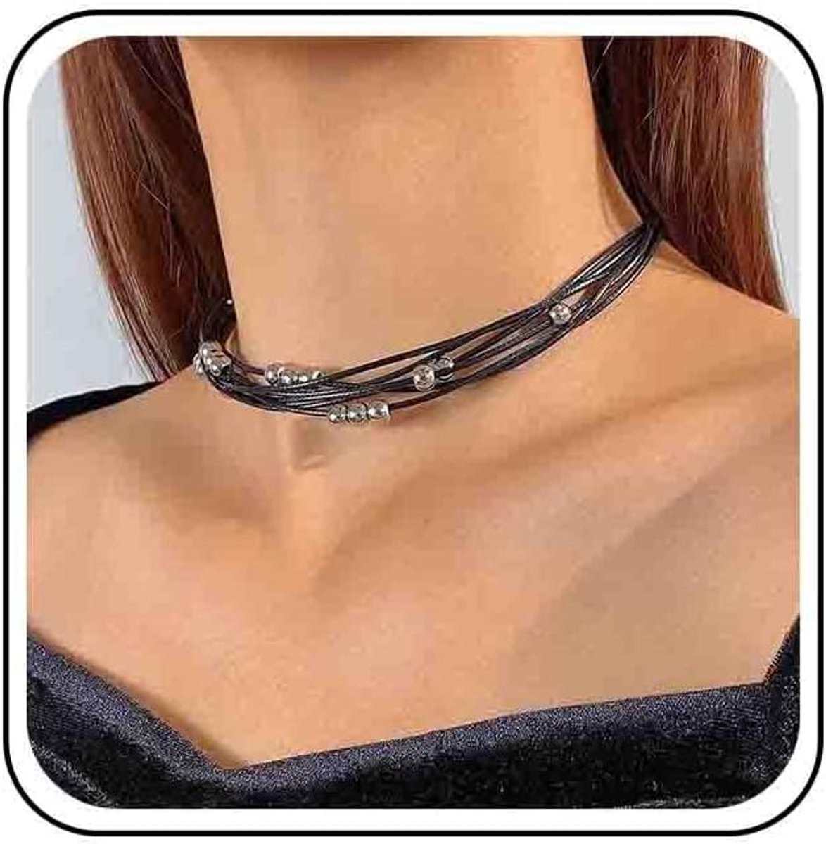 Hondenhalsband Ketting - Vintage Gelaagd Leer - Zwarte Gewaxte Touw - Unieke Surfer Sieraad voor Vrouwen - SnelShoppen