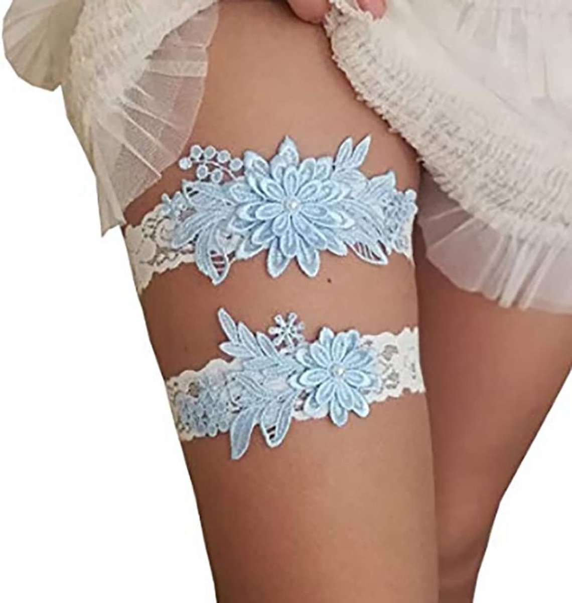 Bruidsgaren set - Lace garter - Imitatie parel - Elegant voor bruid en bruidsmeisjes - SnelShoppen
