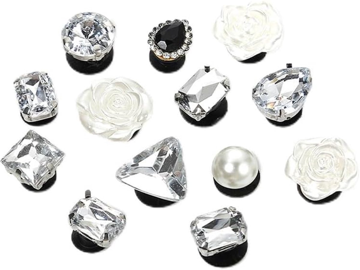 Schoenveters clips decoratie - 13 stuks - rhinestone edelstenen - ideaal voor meiden sneakers - SnelShoppen