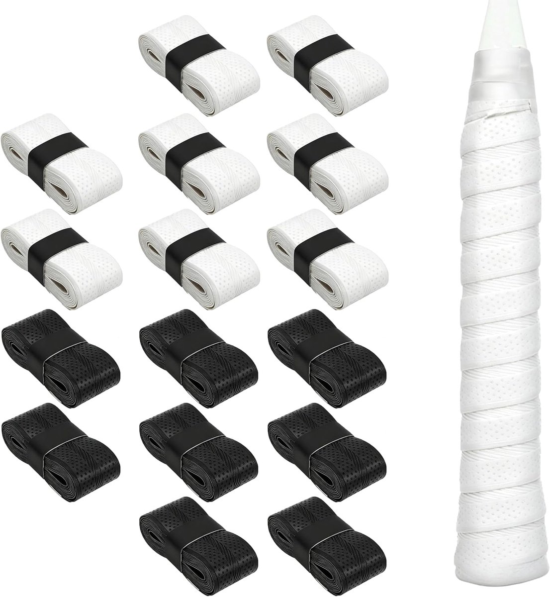 Antislip gripband tennisrackets - zwart-wit - PU materiaal - comfortabel en absorbeert schokken - SnelShoppen