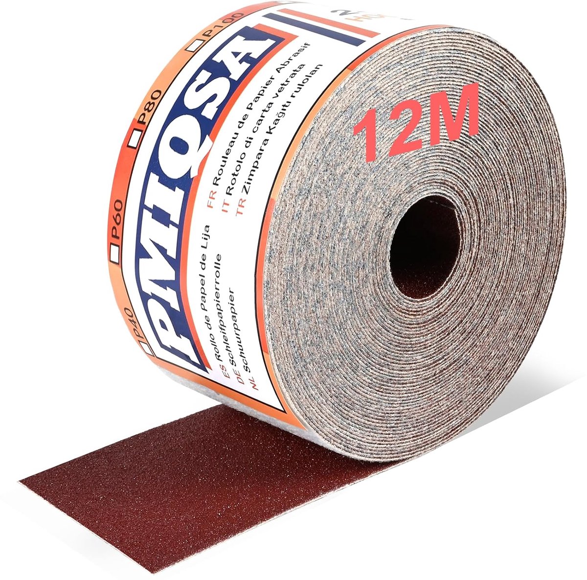 Schuurpapierrol 12m x 70mm - Aluminiumoxide - Grit 120 - Geschikt voor hout en metaalbewerking - ShopVlot