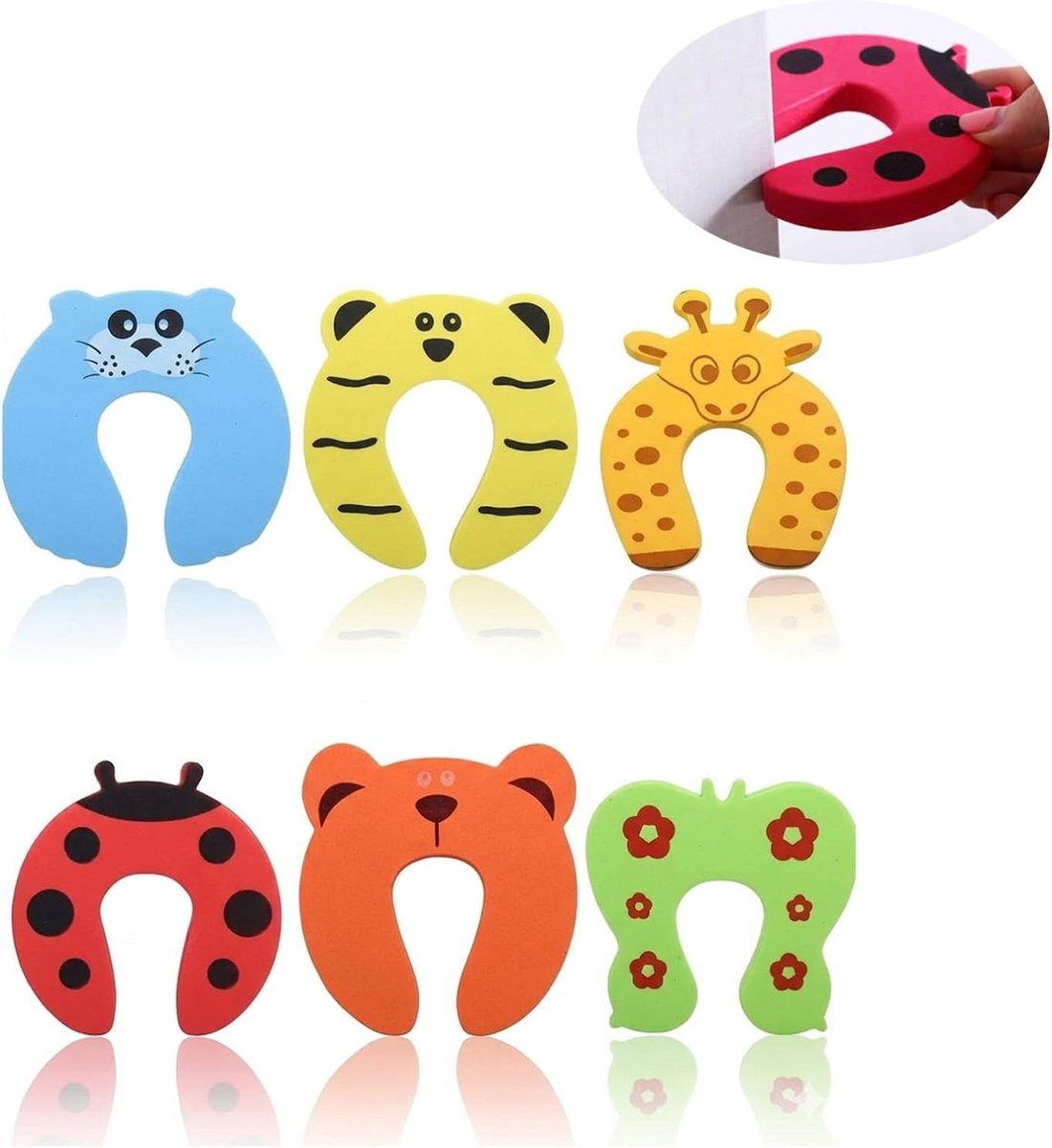 babyveiligheidsdeurblokken 6 stuks - zacht schuim - dierendesign - knelbescherming voor kinderen - ShopVlot