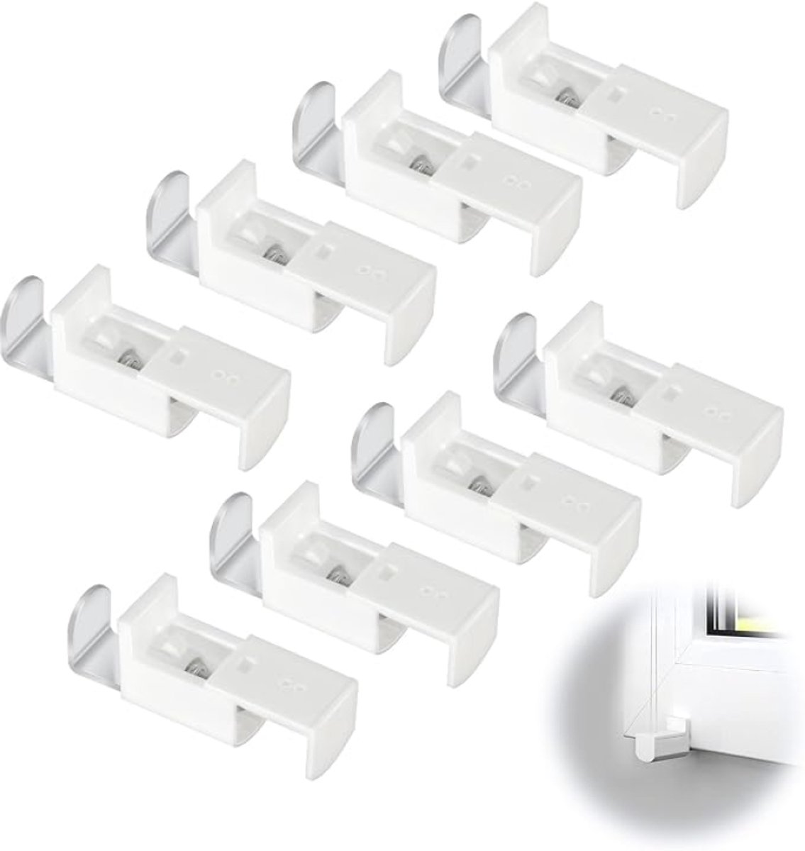 Arvion Duo Rolgordijn en Plissé Klemdragers Set - Wit, 20 mm Verstelbereik, Geschikt voor Houten en Kunststof Ramen