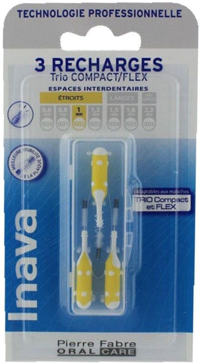 Inava Trio Compact/Flex borstels - ISO2, 1 mm - 3 stuks - optimale tandhygiëne - ShopVlot