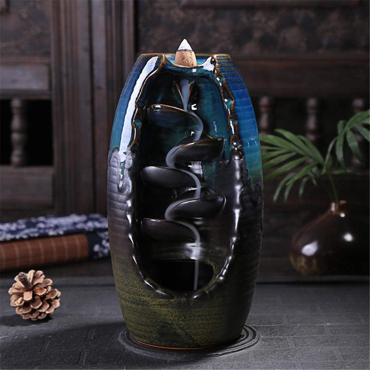 Ceramisch wierookbrander waterval - handgemaakt porselein - elegante decoratie - voor ontspanning thuis - ShopVlot