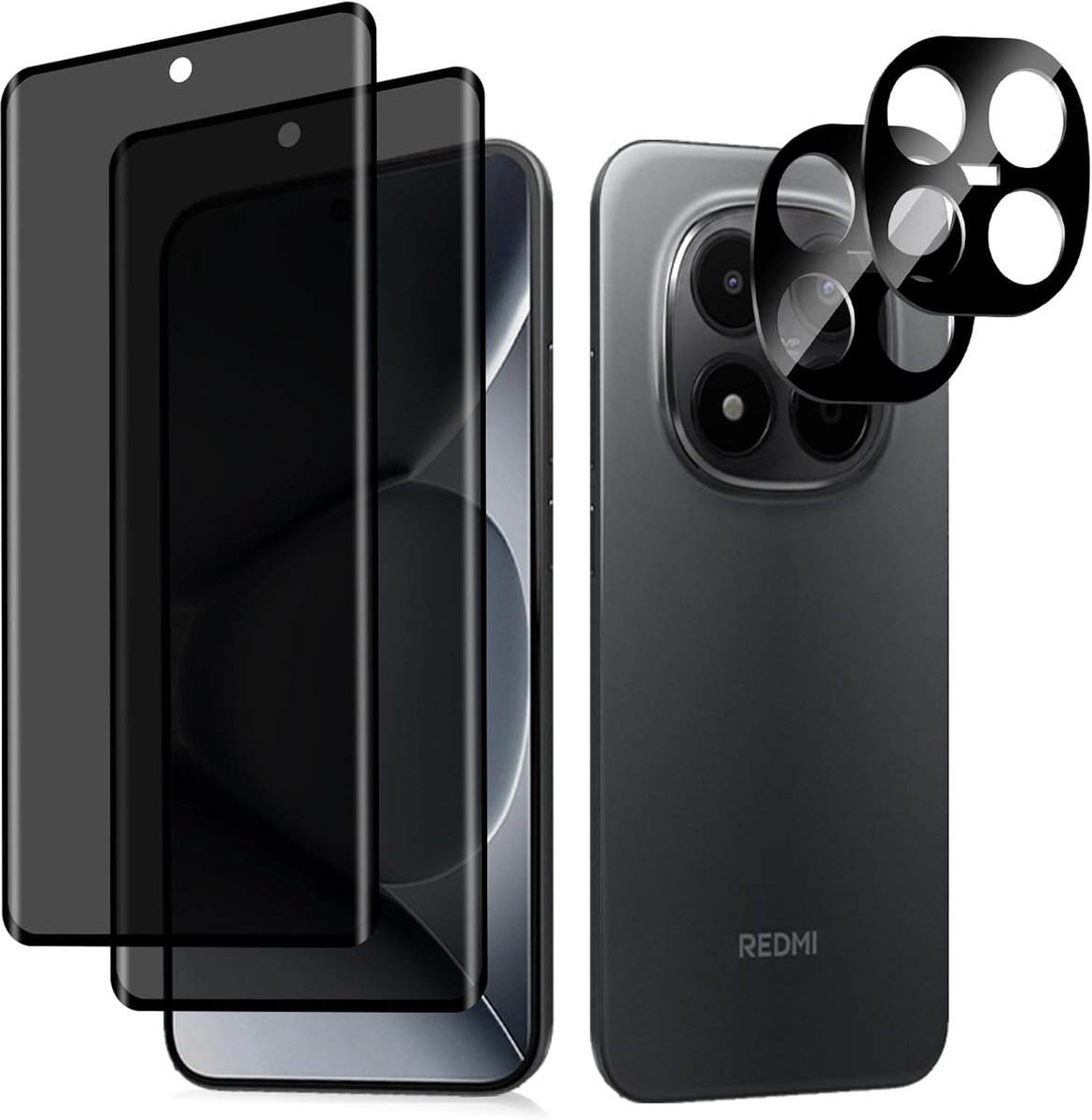 Privacyschermbeschermer voor Xiaomi Redmi Note 15 Pro+ 5G - gehard glas - camera-beschermfolie - ShopVlot