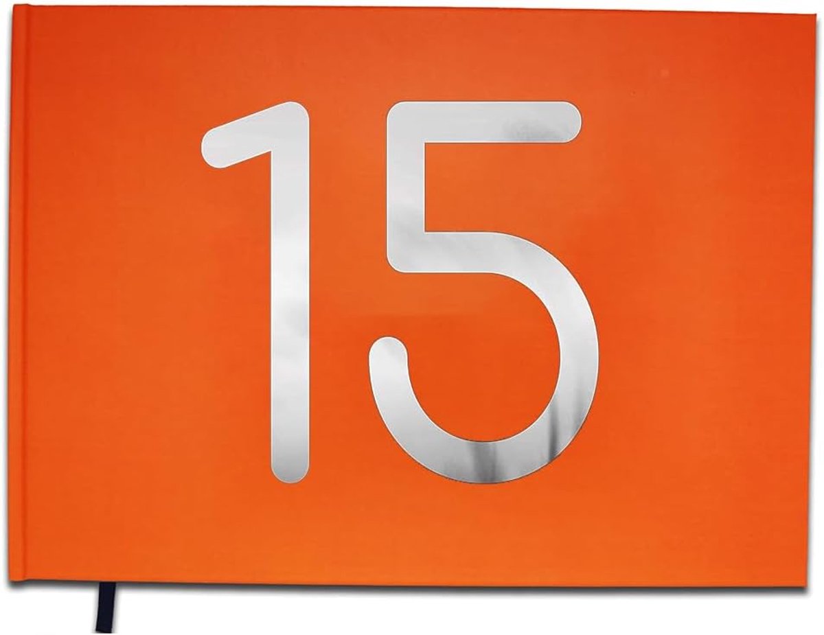 Gastenboek 15 Jaar - Premium Kwaliteit Oranje Koraal - 100 Pagina's - Perfect voor Feesten - ShopVlot