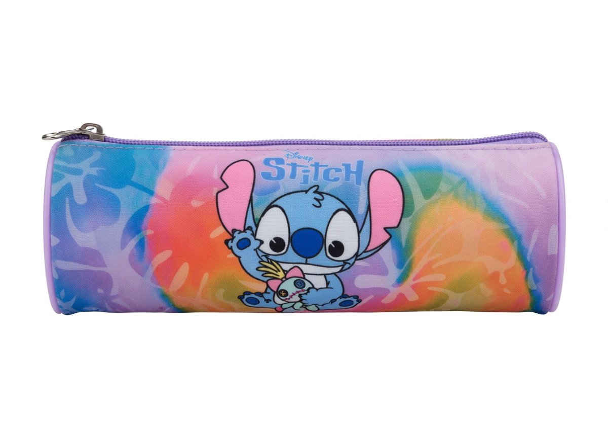 Stitch - Etui – Pennenzak – rond - Pastel Regenboog – 23 x 8 cm – Officiële Disney Licentie