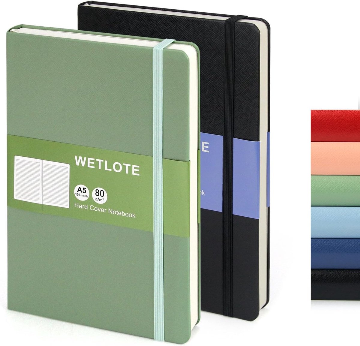 A5 hardcover notitieboek - 104 genummerde pagina's - elastische band - perfect voor dagboek - ShopVlot