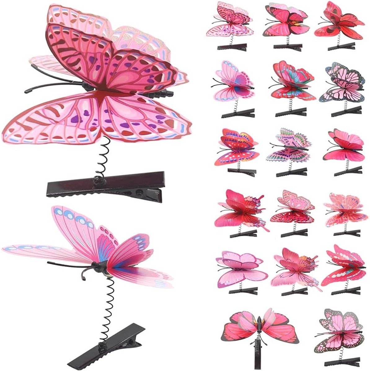 Tuindecoratie vlinders clips 16 stuks - 3D kleurrijke vlinders - levensechte uitstraling - vrolijk je tuin op - ShopVlot