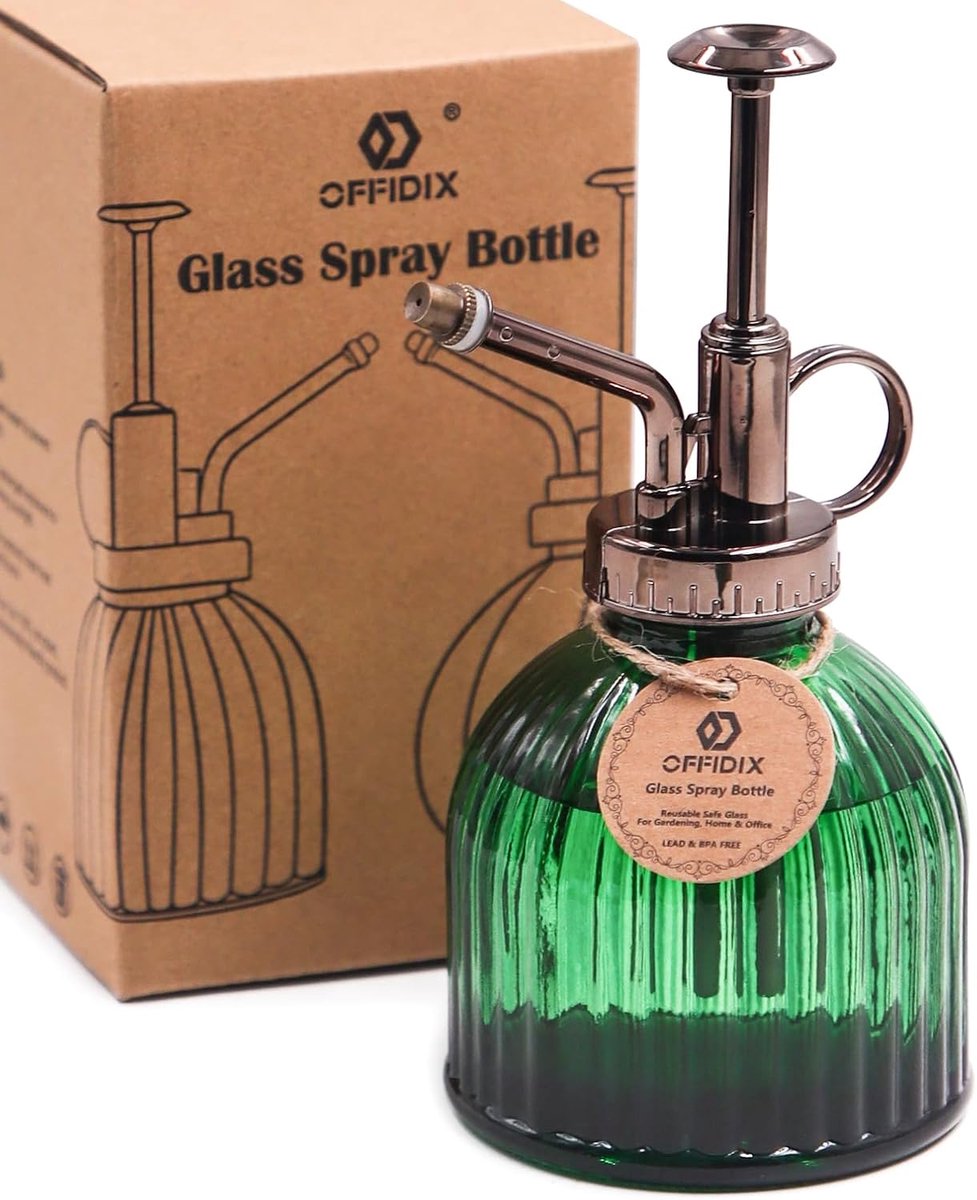 Gietfles Vintage Stijl - Donkergroen Glas - Bronzen Plastic Pomp - Ideaal voor Plantenverzorging - ShopVlot