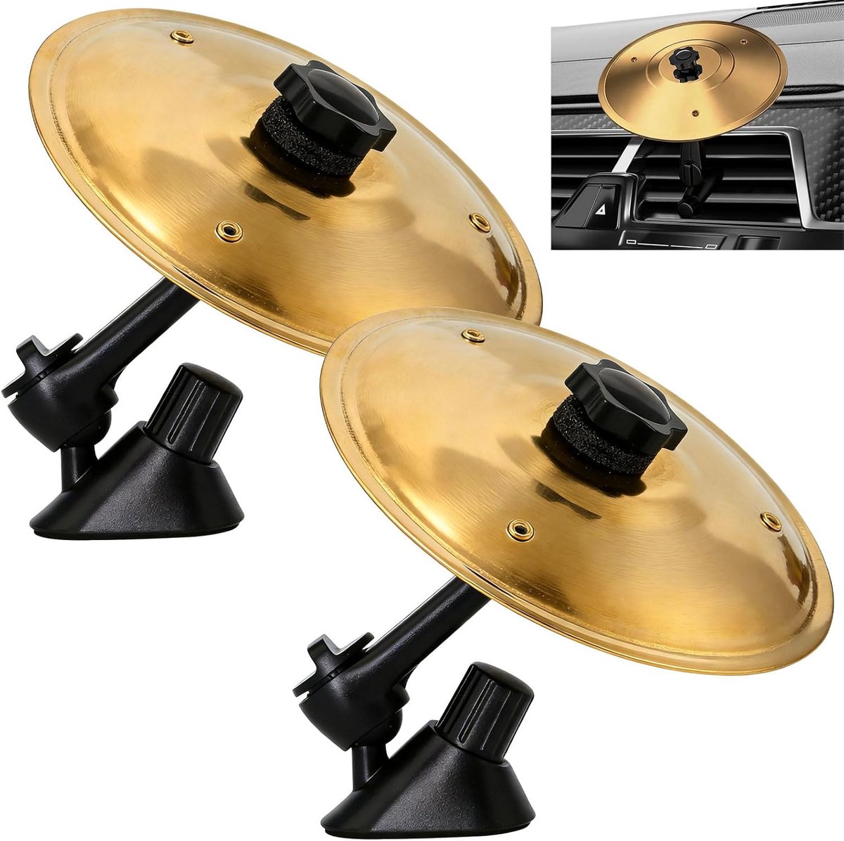 Car Crash Cymbal 2pcs - 360° Rotating - Goud - Voor drummers en autoliefhebbers - ShopVlot