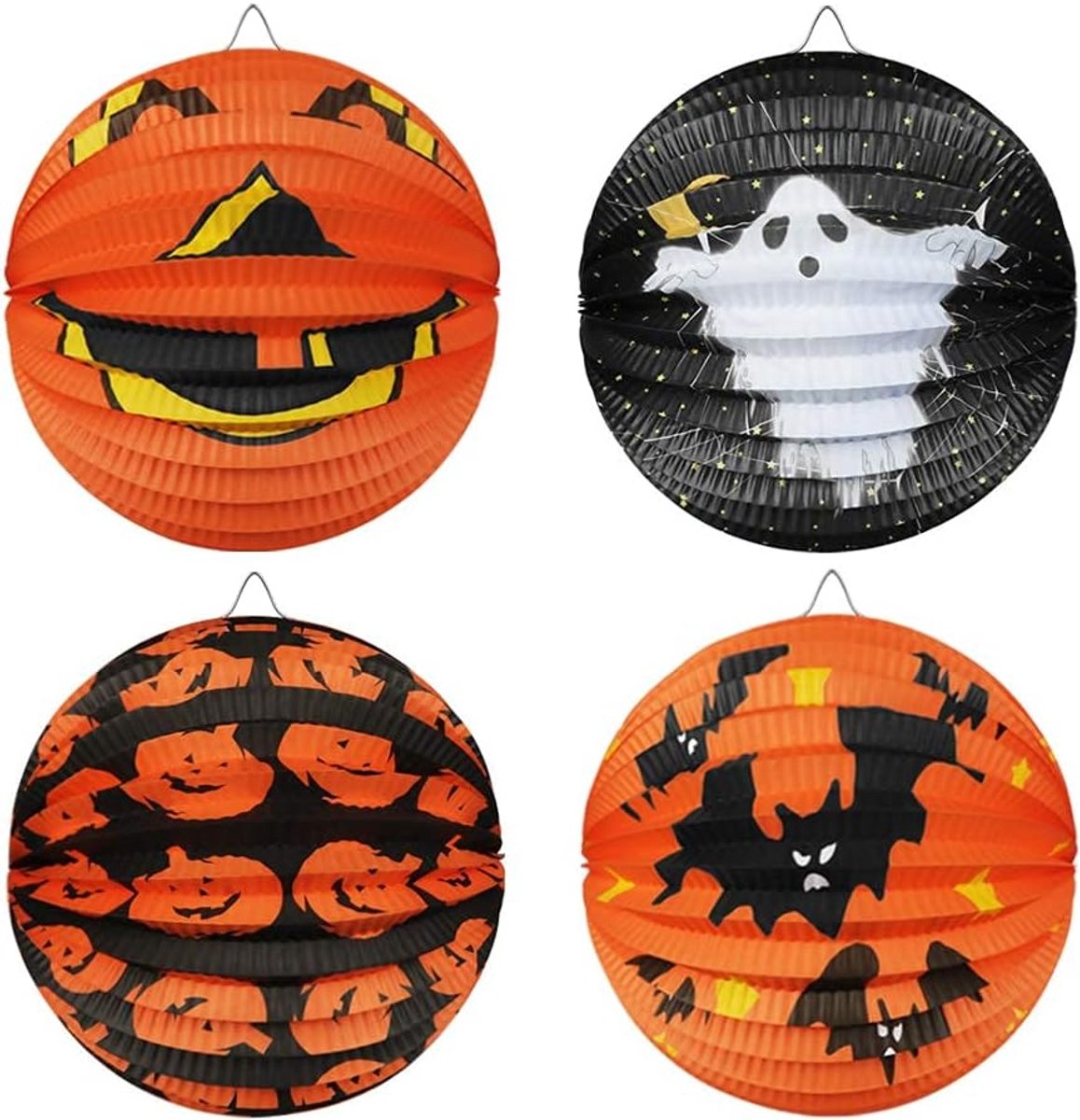 Papieren Halloween Lantaarn Decoratie - 3D Vouwbare Lampion - Met vleermuizen, geesten en pompoenen - ShopVlot