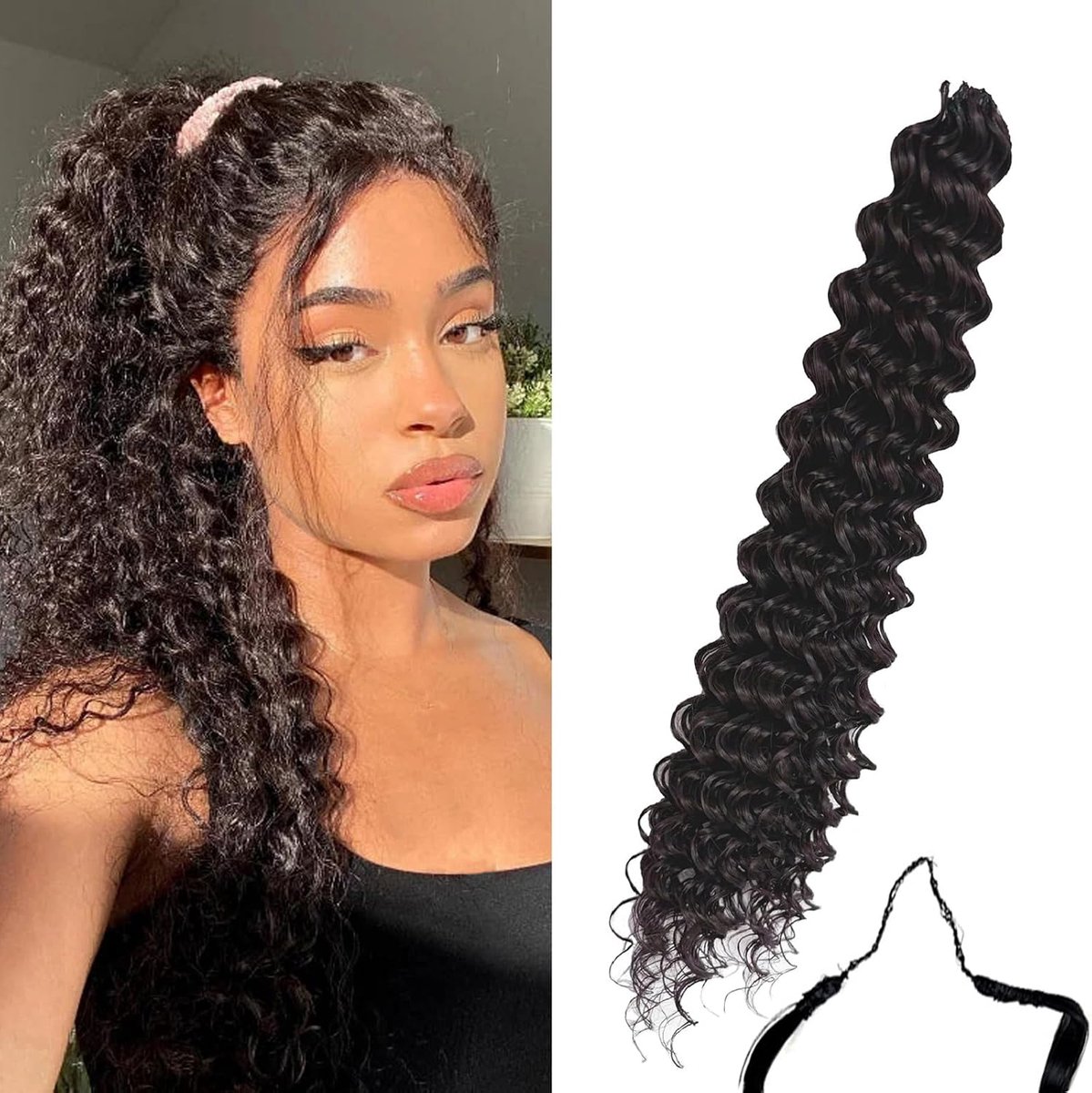 Haarextensies 18 Inch - Pre-gescheiden synthetisch haar - Diepe golf - Lichtgewicht en natuurlijk glanzend - ShopVlot