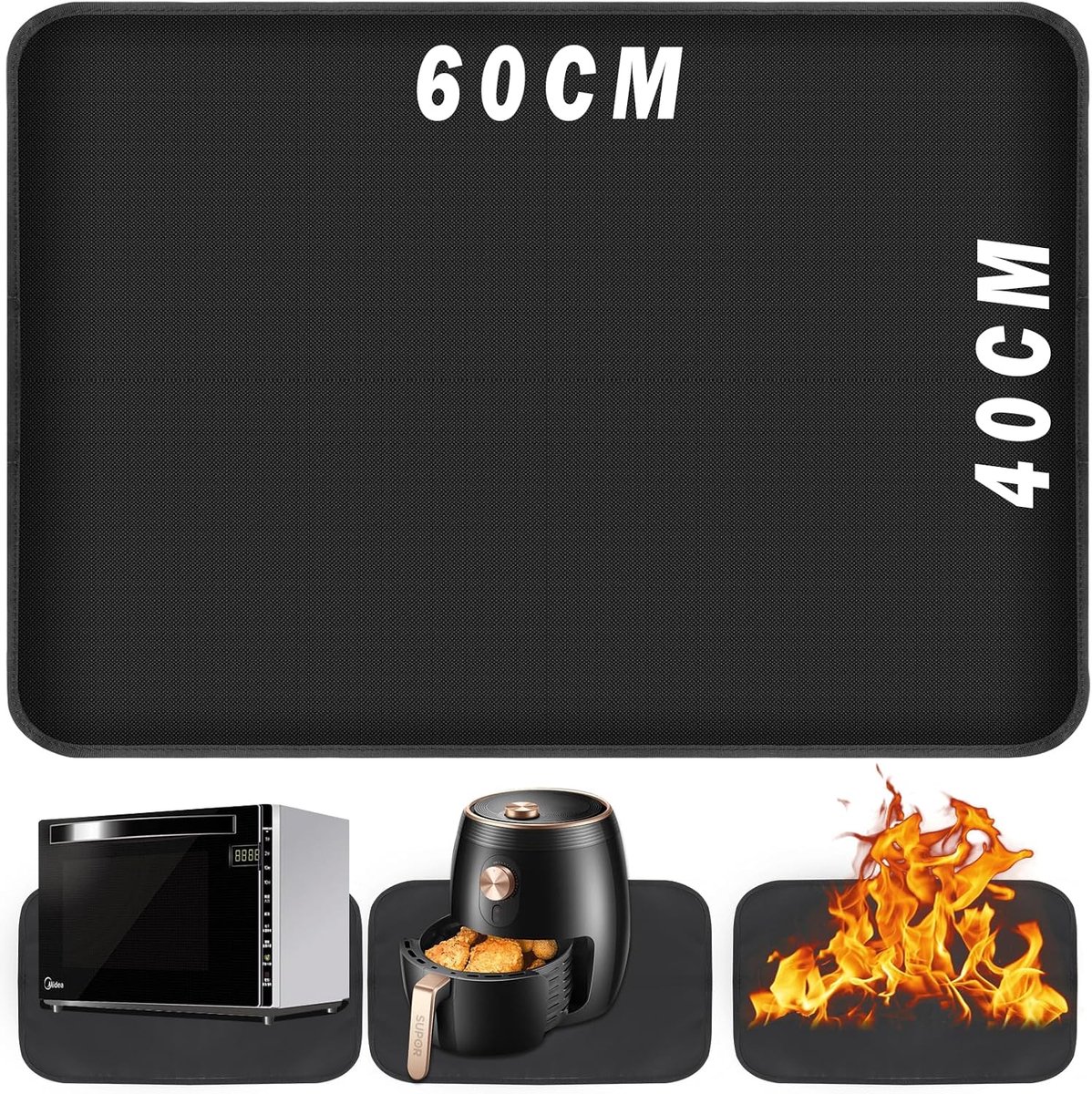 Airfryer mat 40 x 60 cm - hittebestendig silicone - waterdicht en antislip - ideaal voor keukenapparaten - ShopVlot