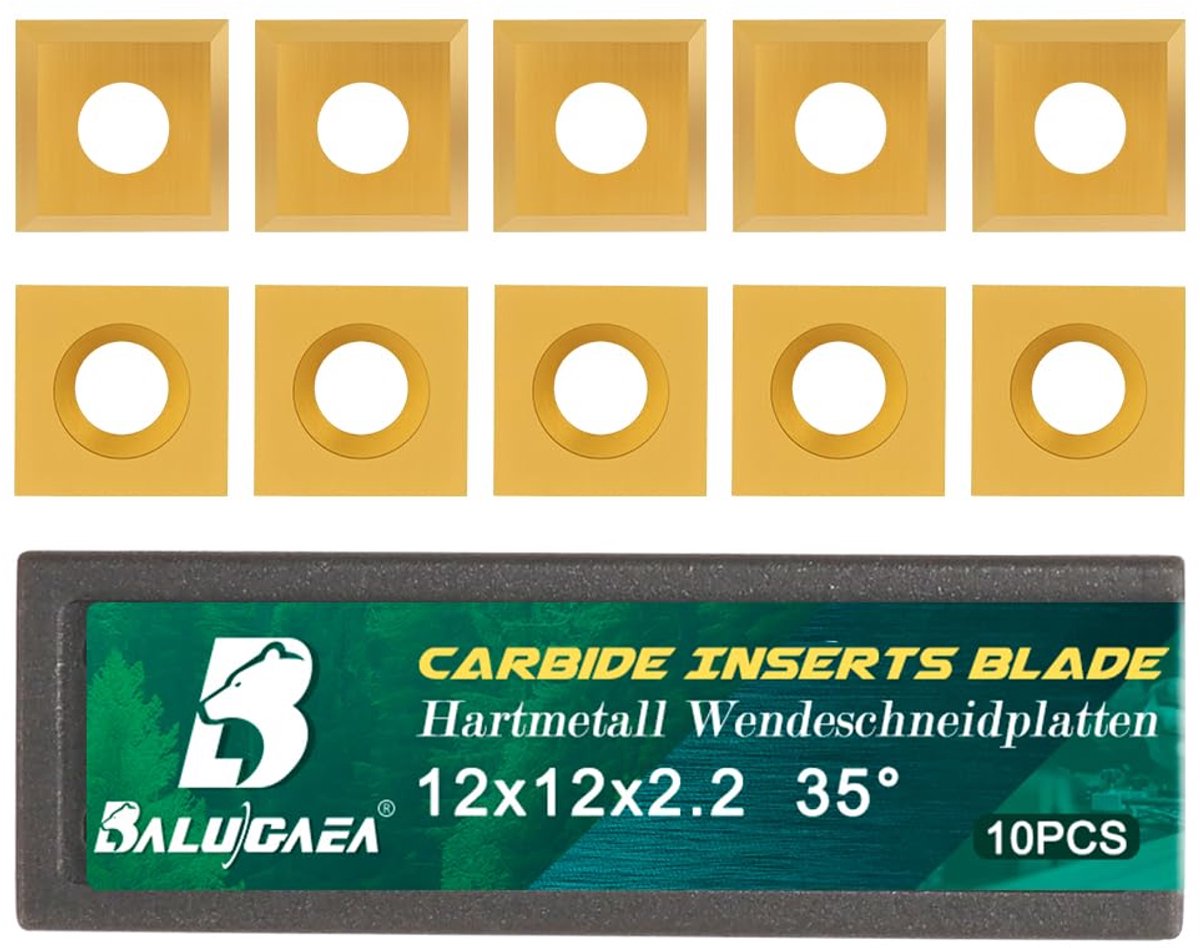 HM Inserts vervangende messen 12mm x 12mm - carbide platen - 35° snijhoek - ideaal voor houtbewerking - ShopVlot