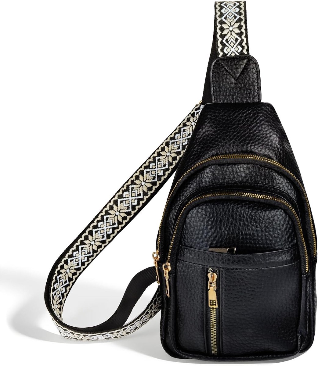 Crossbody tas zwart - lederen kleine draagtas - handgeef ontwerp - ideaal voor reizen - ShopVlot