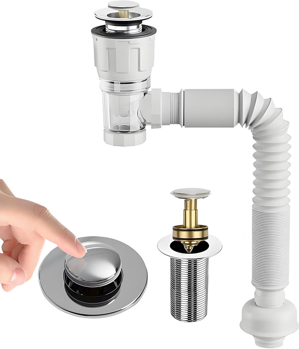 Afvoerbuis verstelbaar 29-95 cm - Flexibele afvoerslang - Anti-geur design - Geschikt voor wand- en vloerafvoer - ShopVlot
